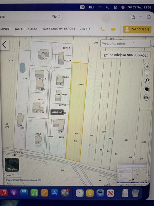 Sprzedam dzialłkè o powierzchni 3774 m2 ul. Graniczna 55