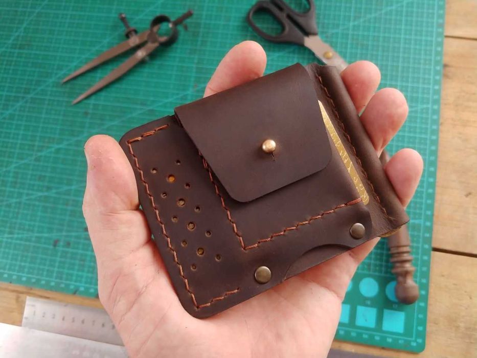 Гаманець чоловічий затискач зажим грошей TEXAS коричневий з монетницею