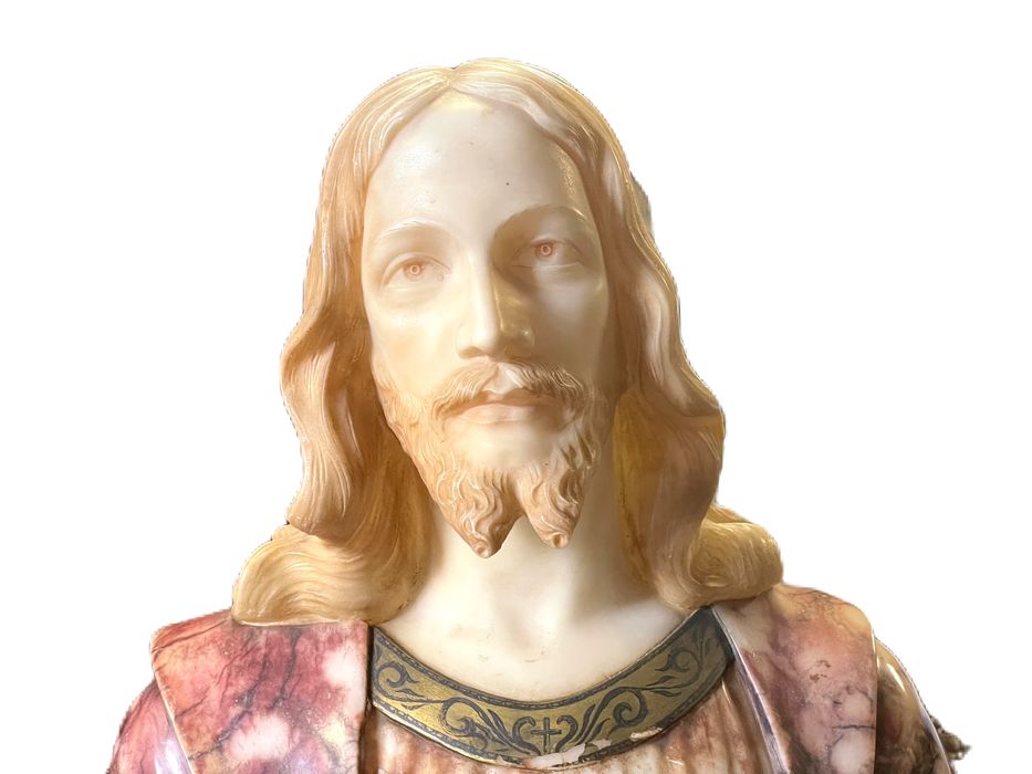 Fabuloso busto escultura ( Coração de jesus ) pedra, arte sacra