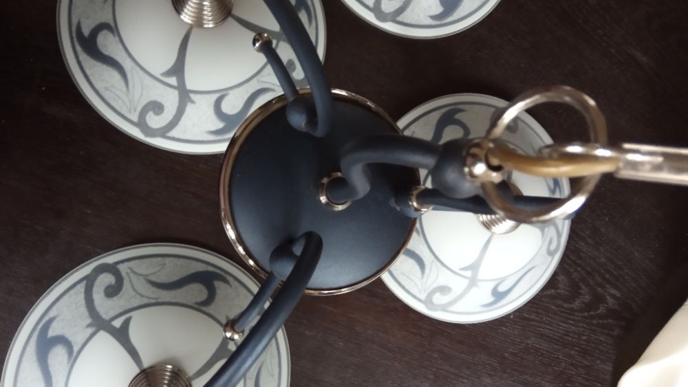 Piękny włoski żyrandol + kinkiet granatowo-biały