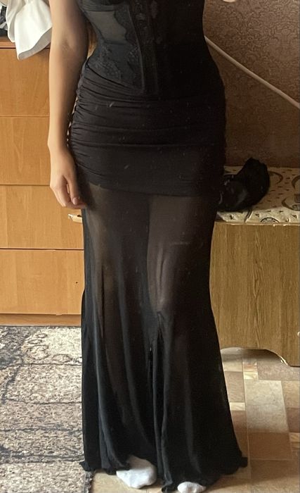 довга готична спідниця з сіткою русалка