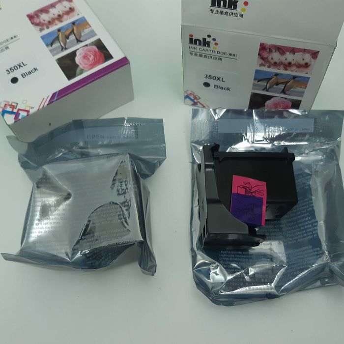 Dois Tinteiros Pretos 350XL Novos Selados Compatíveis Impressoras HP