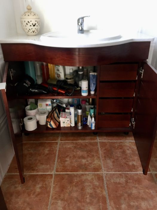 Bancada casa de banho lavatório e torneira