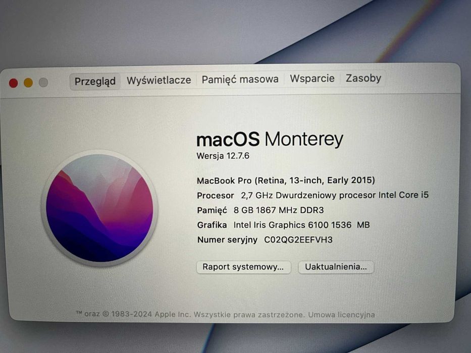 Macbook Pro 2015 A1502 8/128 GB