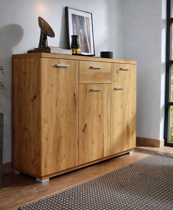 Komoda dąb artisan. Gryby blat. Szer 120H95x40. Gruba płyta