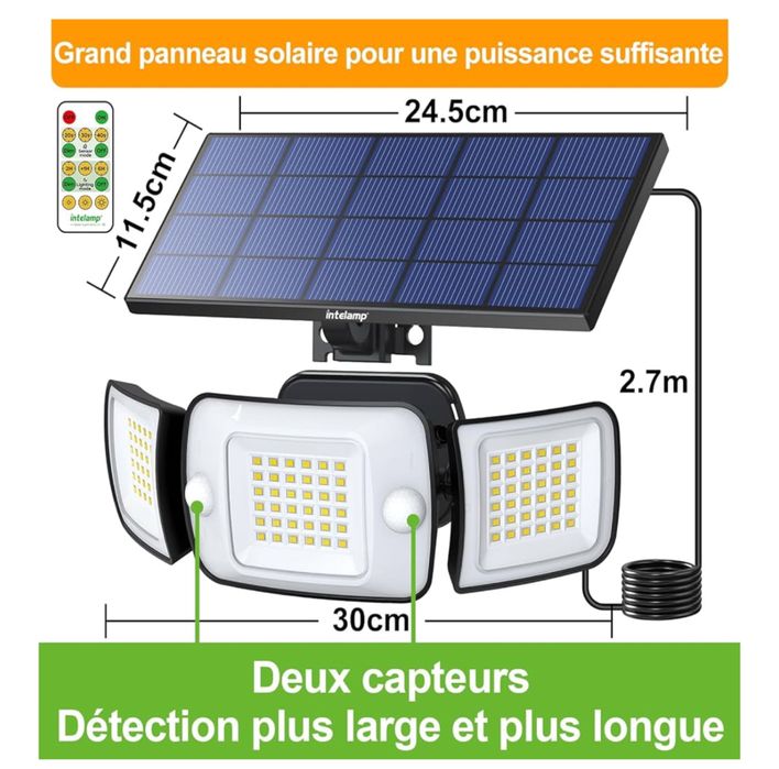 Luz Solar de Movimento intelamp 1200LM com Controle Remoto