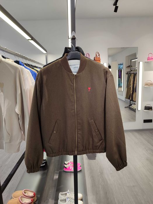 Куртка AMI Paris Ami De Coeur Bomber Jacket Olive