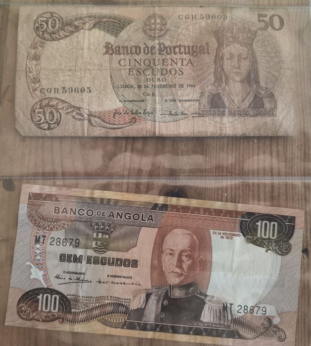 6 notas antigas 100 escudos, 50 escudos, 20 escudos