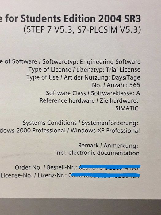 Siemens Step 7 S7 V5.3 licencja roczna studencka