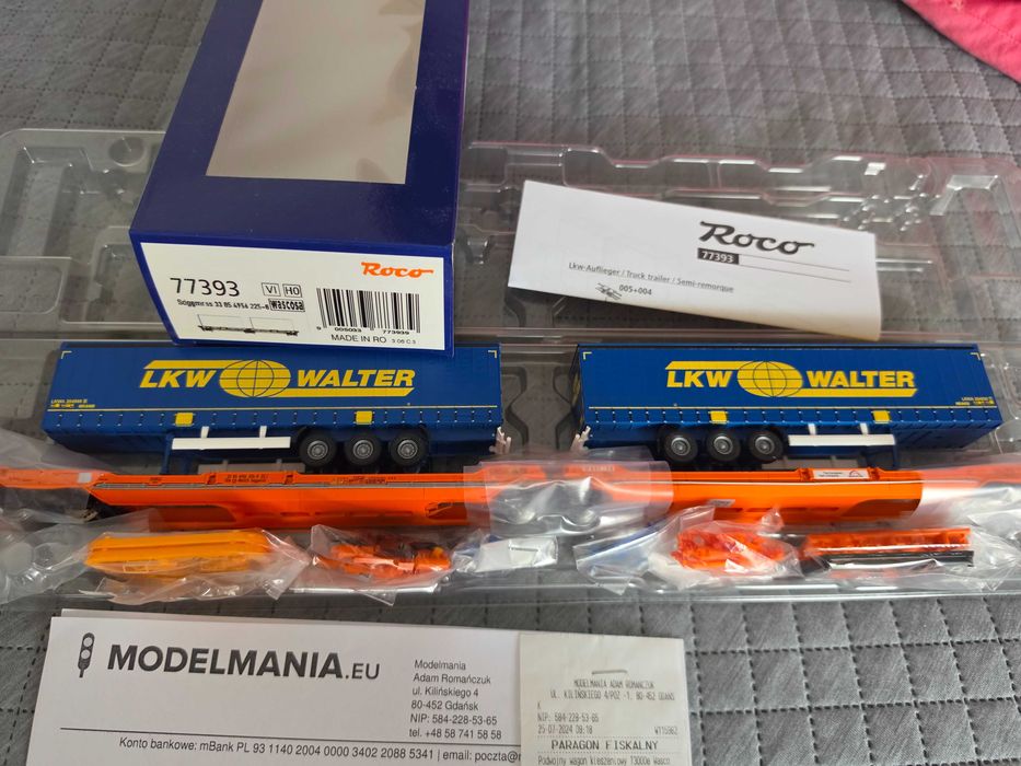 ROCO 77393, podwójny wagon kieszeniowy z naczepami LKW Walter, Wascosa- NOWY.