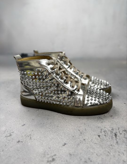 Buty Christian Louboutin Louis Flat Antispecchio Spike Silver Men's US 9 / EU 42