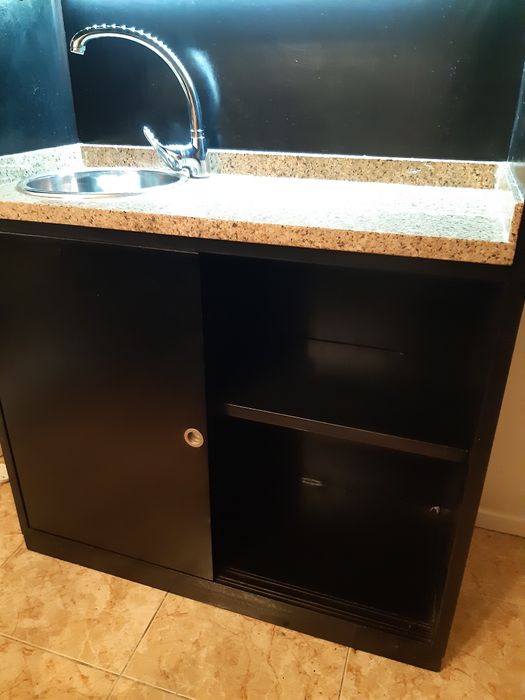 Bancada Técnica com pedra polida e bacia inox