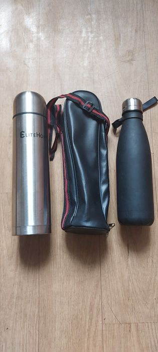 termos 750ml + butelka termiczna 500ml nowe kpl.  elitehoff pokrowiec