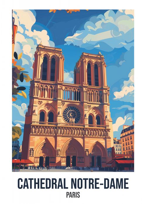 Plakat 25x35cm Cathedral Notre-Dame