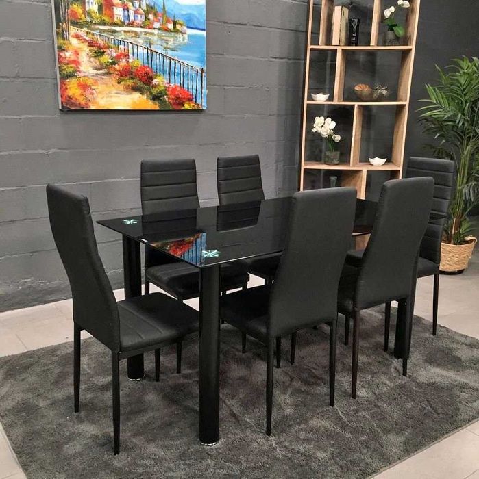 Mesa preta nova com 6 cadeiras - envio gratis