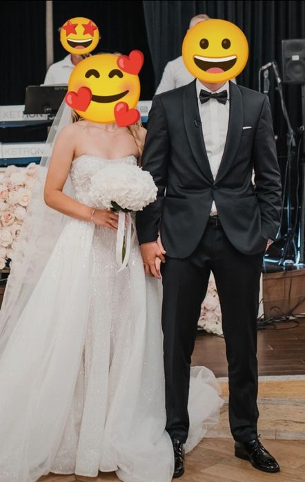 Garnitur Smoking Hugo Boss Marynarka 46 Spodnie 48 ślub studniówka