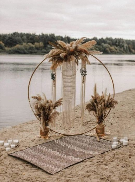 Фотозона на весілля, хрестини, день народження (кругла арка, boho/pampas)