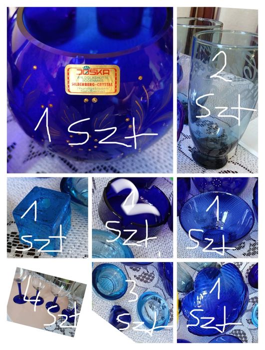 23x Szkło kolorowe niebieskie kobaltowe