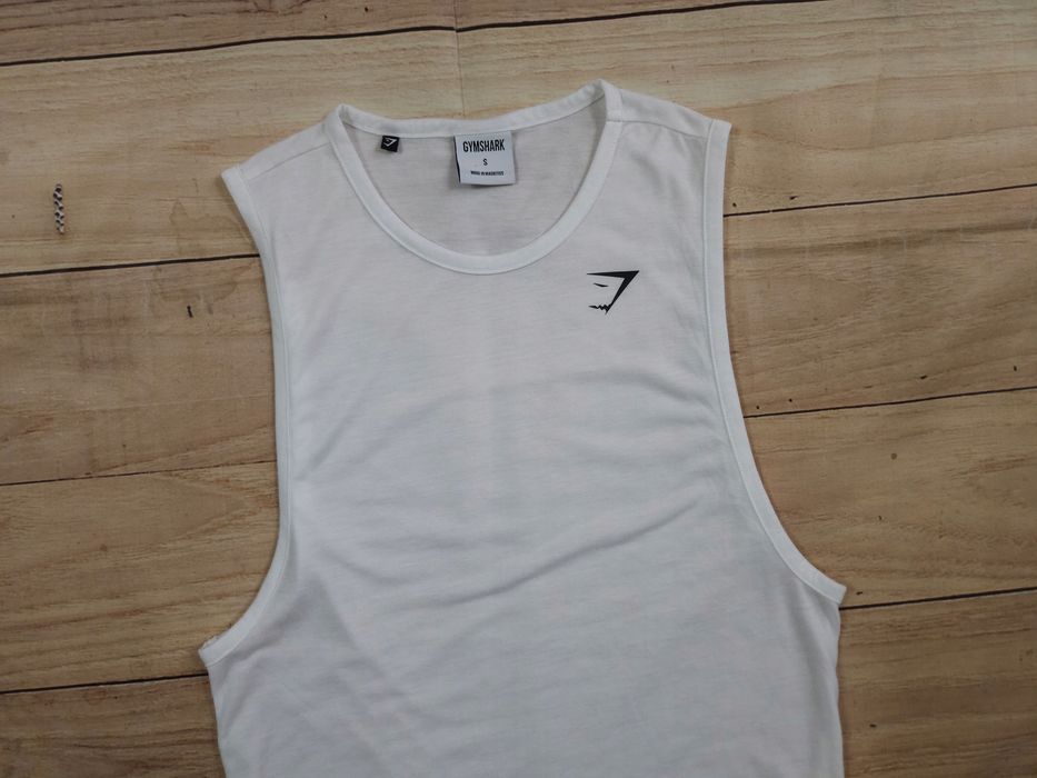 GYMSHARK Arrival Tank Top Męski Biały Logowany r. S