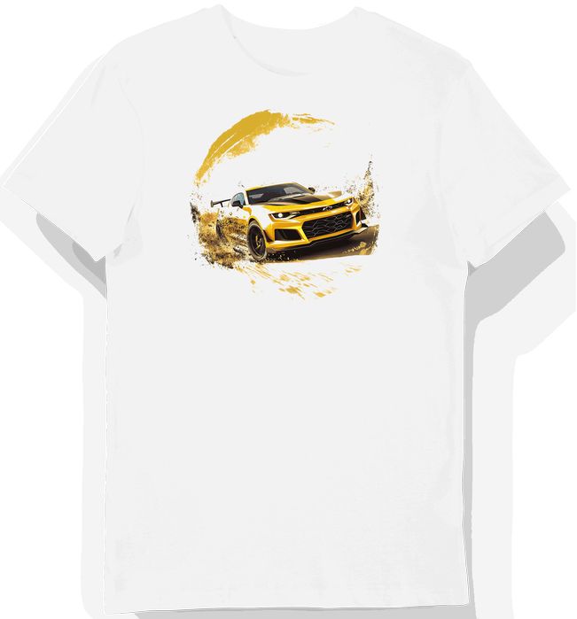 Koszulka męska biała Dynamiczna Jazda Camaro L