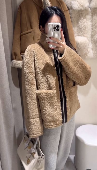 Дубленка zara шуба куртка S-M