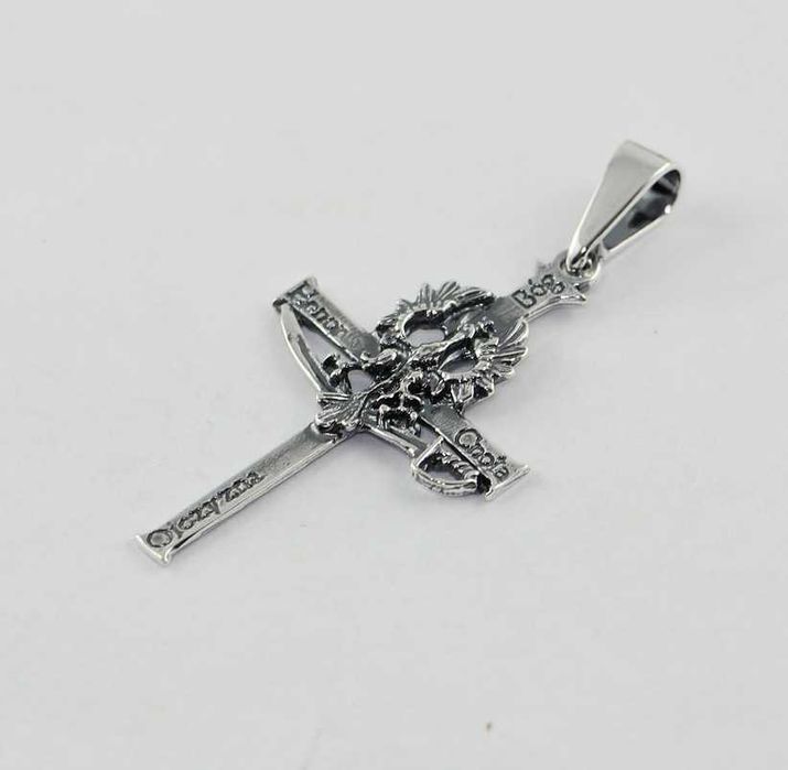 SREBRNY Krzyżyk Patriotyczny Orzeł BÓG HONOR OJCZYZNA SREBRO p. 925