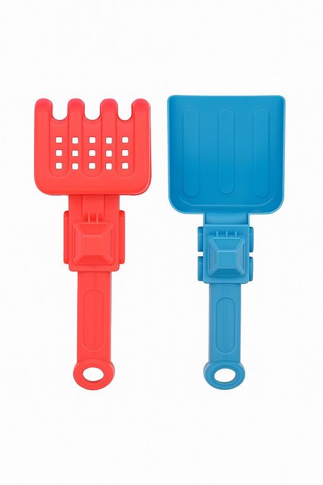 Plażowy zestaw do zabawy 5 elementów łódka łopatka grabki 2 foremki