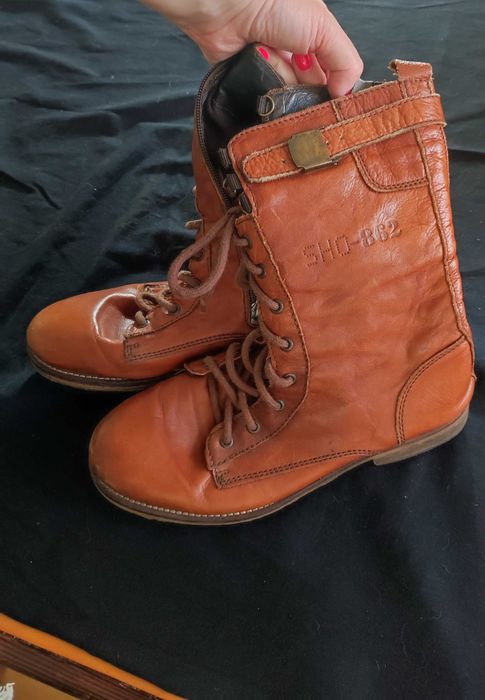 Skórzane kowbojki / botki vintage | naturalna skóra | r. 38 | unikat