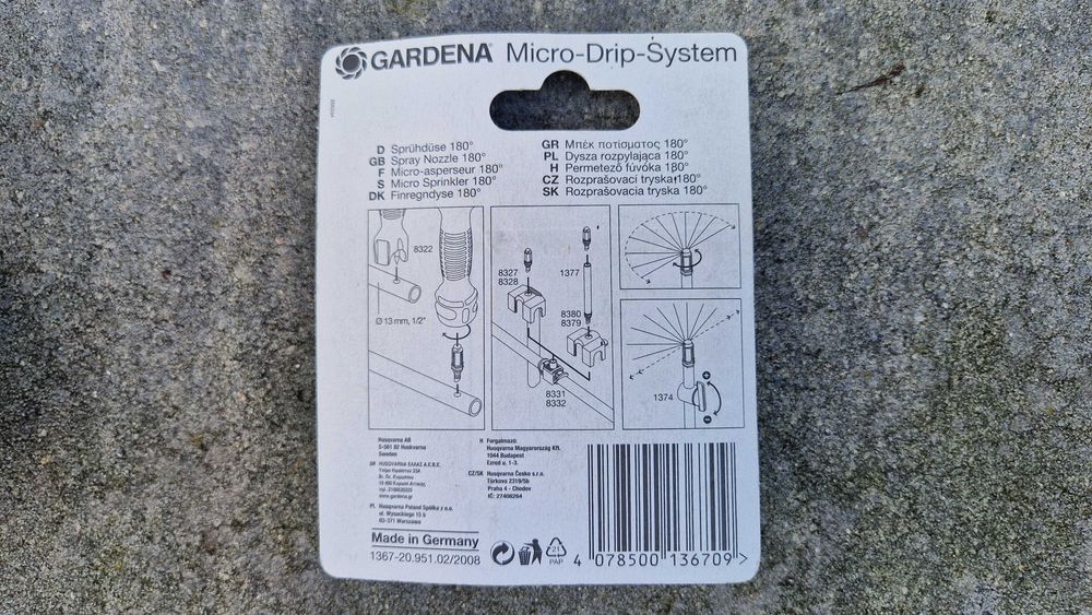 MICRO-DRIP dysza rozpylająca dysza mgłowa GARDENA 180st 5szt 2op 1367 20