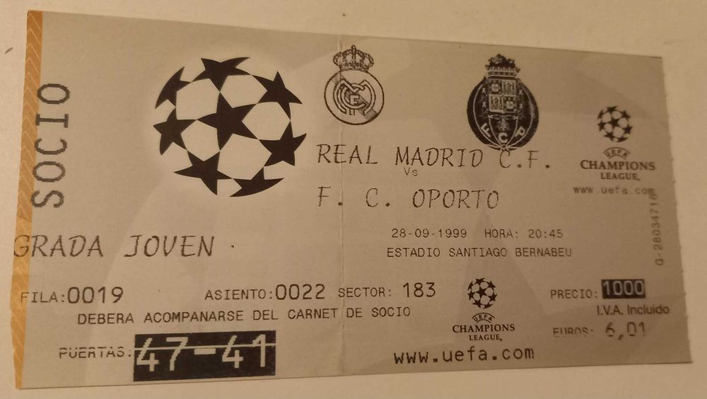 Bilhetes de Futebol do F.C.Porto /Benfica/Maritimo/Salgueiros