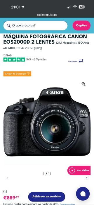 Cámara Canon Eos 2000d