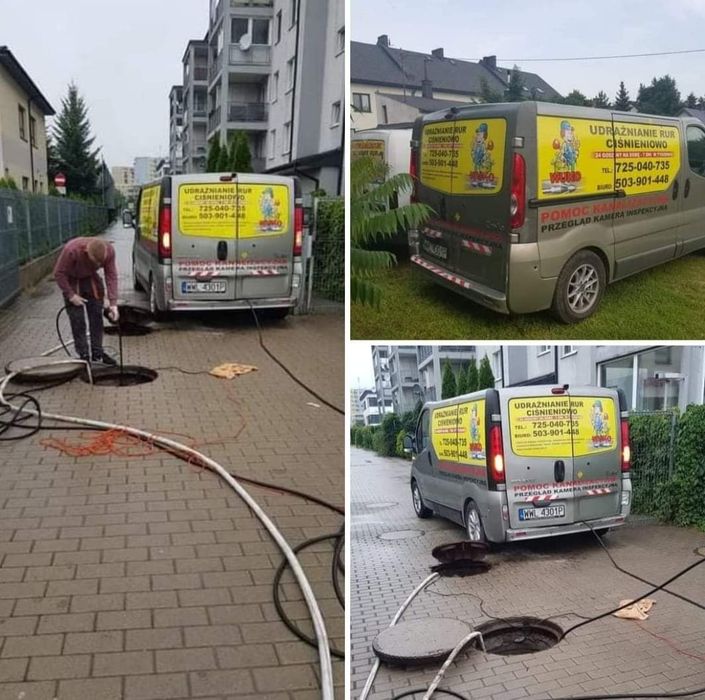 Hydraulik Udrażnianie przepychanie czyszczenie rur Kamra TV Wuko 24h