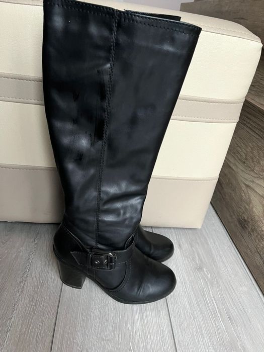 Kozaki na obcasie zestaw spodnie leginsy rybaczki spodnie polysk