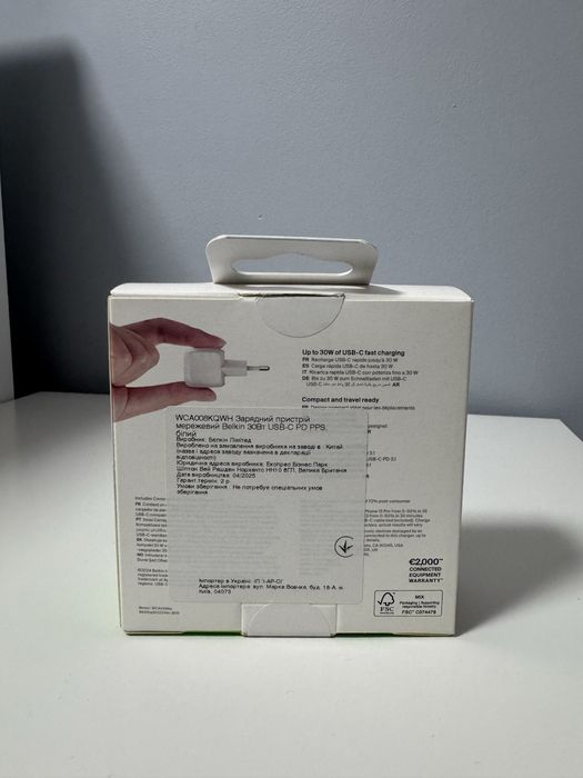 Блок живлення Belkin 30W USB-С GAN PD PPS