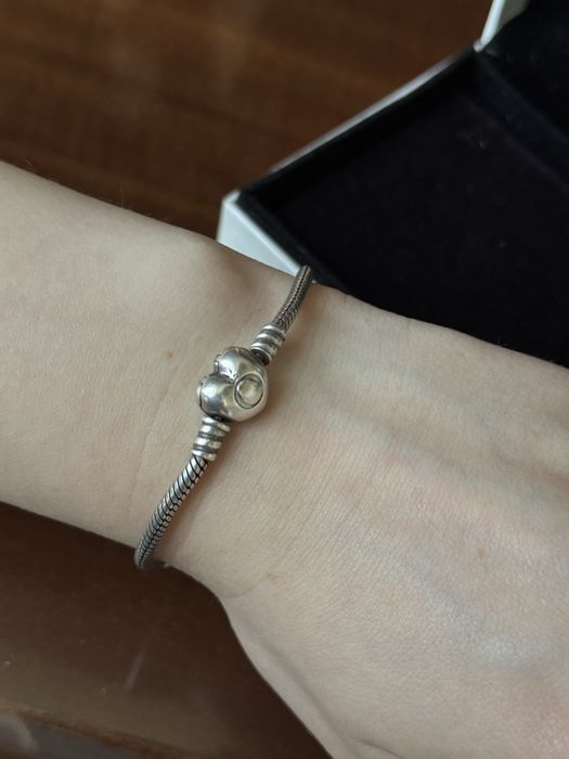 Браслет Pandora срібний із застібкою серце 17 см - оригінал