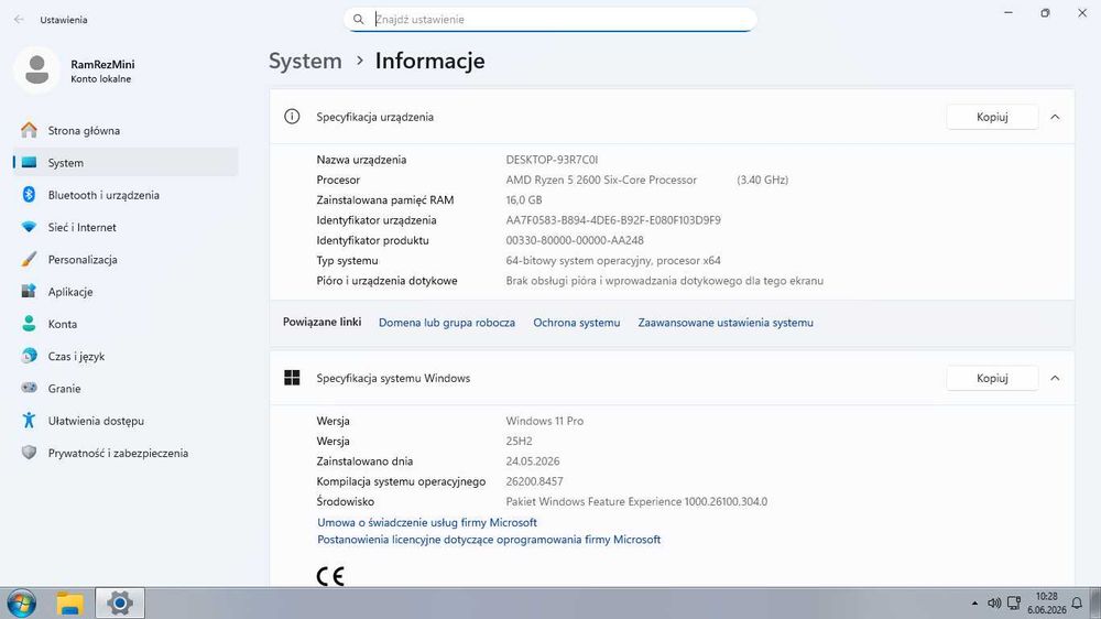 Komputer Ramrez Mini V3 Ryzen 5  , 16GB ram, Windows 11