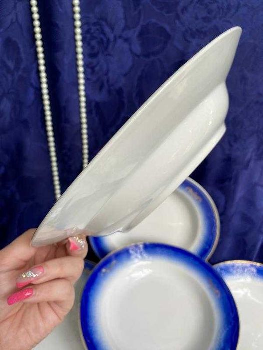 1970-е!  Сумской фарфор тарелки порционные кобальт для первых блюд