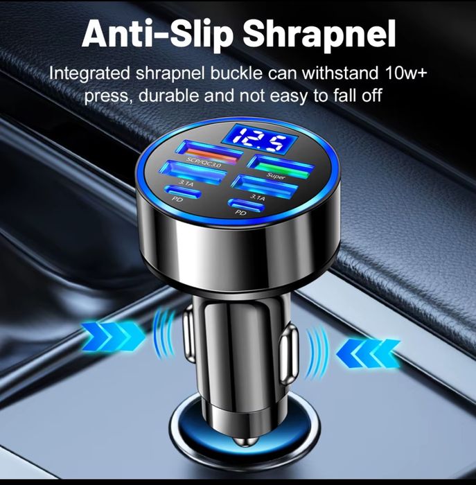 Автомобильная зарядка для телефона с вольтметром 3.1 А