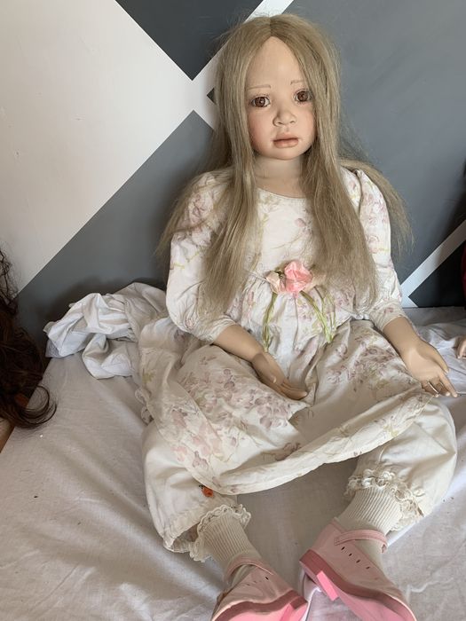 ○頭上のプラットフォーム　　絵画原画+doll鳩 Taniej Lalka porcelanowa Jemina od Christine Orange 96cm Grabowska