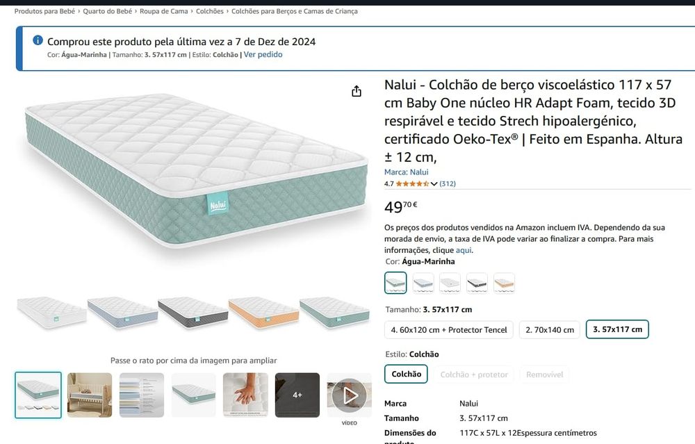 Colchão de bebé e criança