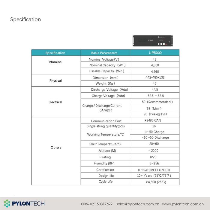 Bateria de Lítio - Sistema Fotovoltaico - Pylontech US5000C - 4.8kWh