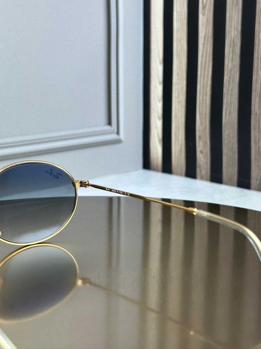 Сонцезахисні окуляри Ray-Ban RB3547 N золото, блакитна градієнтна лінза, овальні, подвійна перемичка, унісекс, оригінал