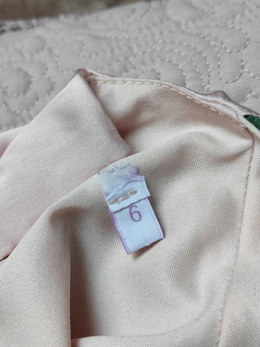 Kombinezon długi satynowy pudrowy róż kwiaty kwiatki ASOS 34 XS