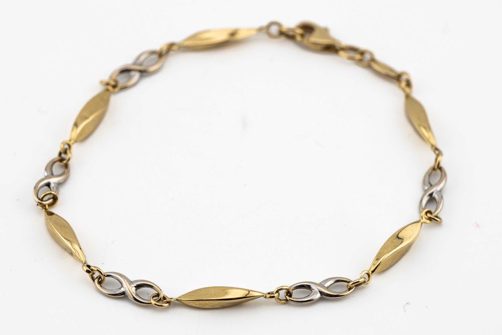 Wspaniała bransoletka z łączonego złota 585 infinity nieskończoność 19 cm