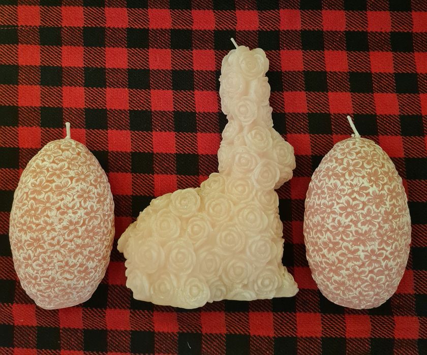 Świece Wielkanoc pisanki zając róż Home You Kik 3 szt. NOWE