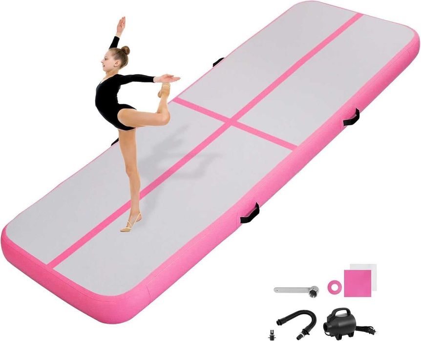 Dmuchana mata gimnastyczna 200 cm Air Track 10 cm z pompką do treningu