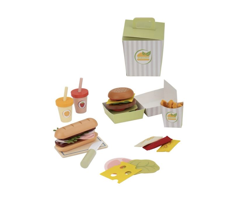 Набір деревʼяний «Бургер і картопля фрі» Lupilu
