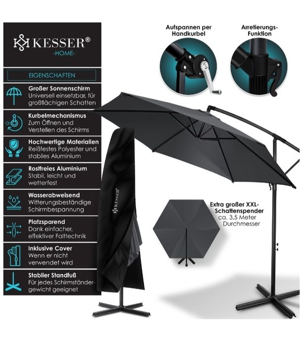 Parasol ogrodowy ze stojakiem 350 cm