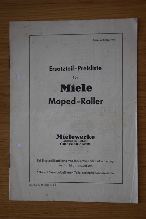 Instrukcja Katalog MIELE dkw nsu zundapp simson vespa