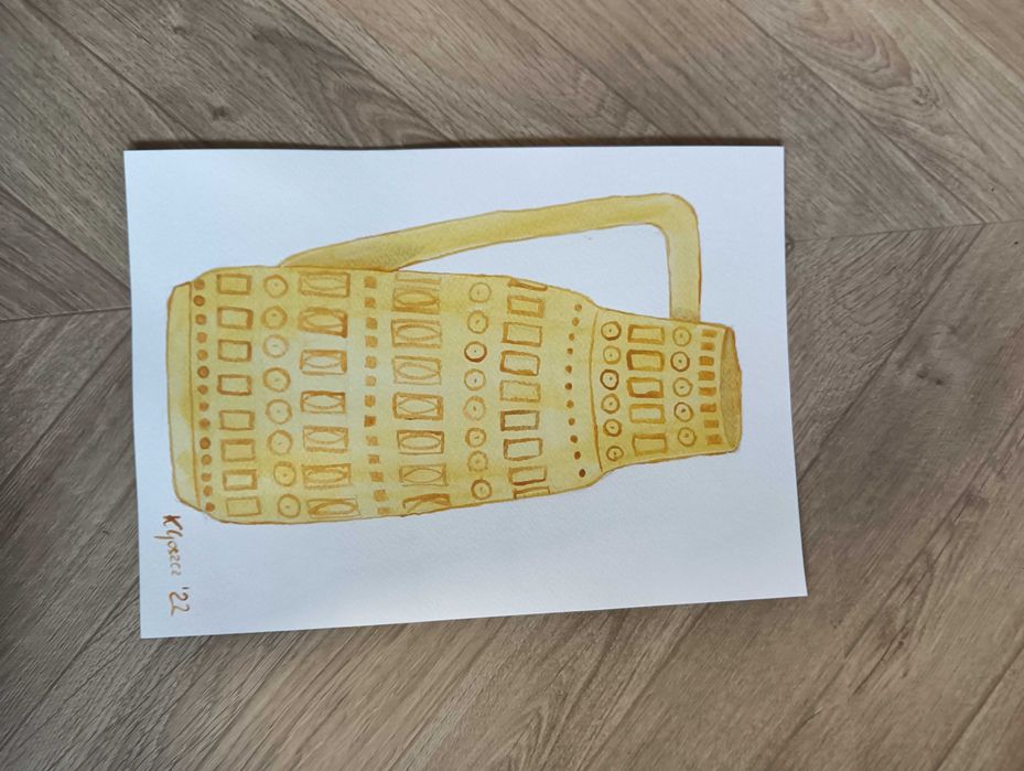 Obraz Akwarela na papierze Wazon INKA ręcznie malowany